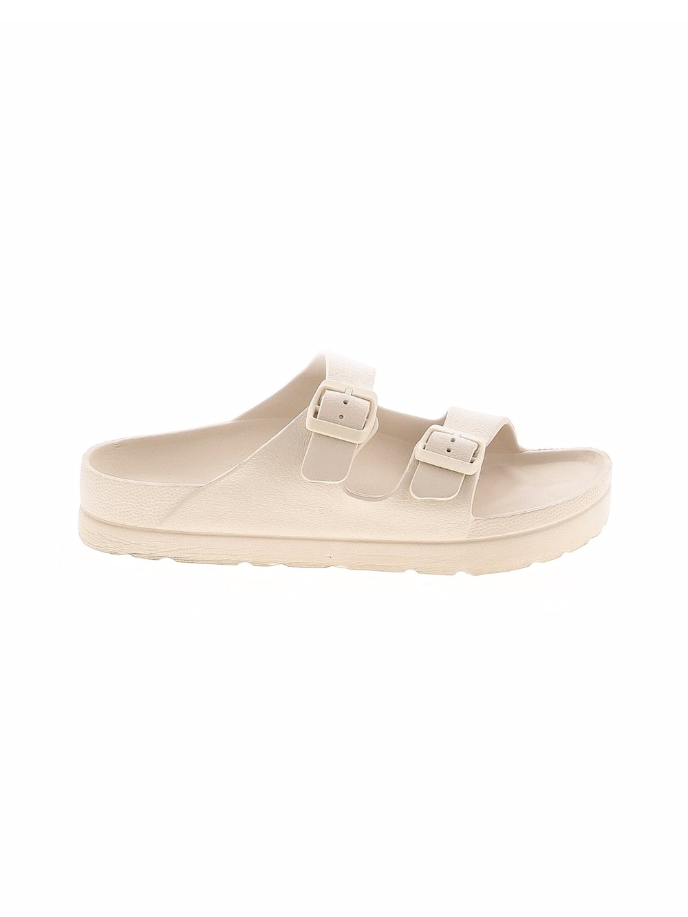 MIA Ivory EVA Platform Slide Sandals Double Buckle Sz 10